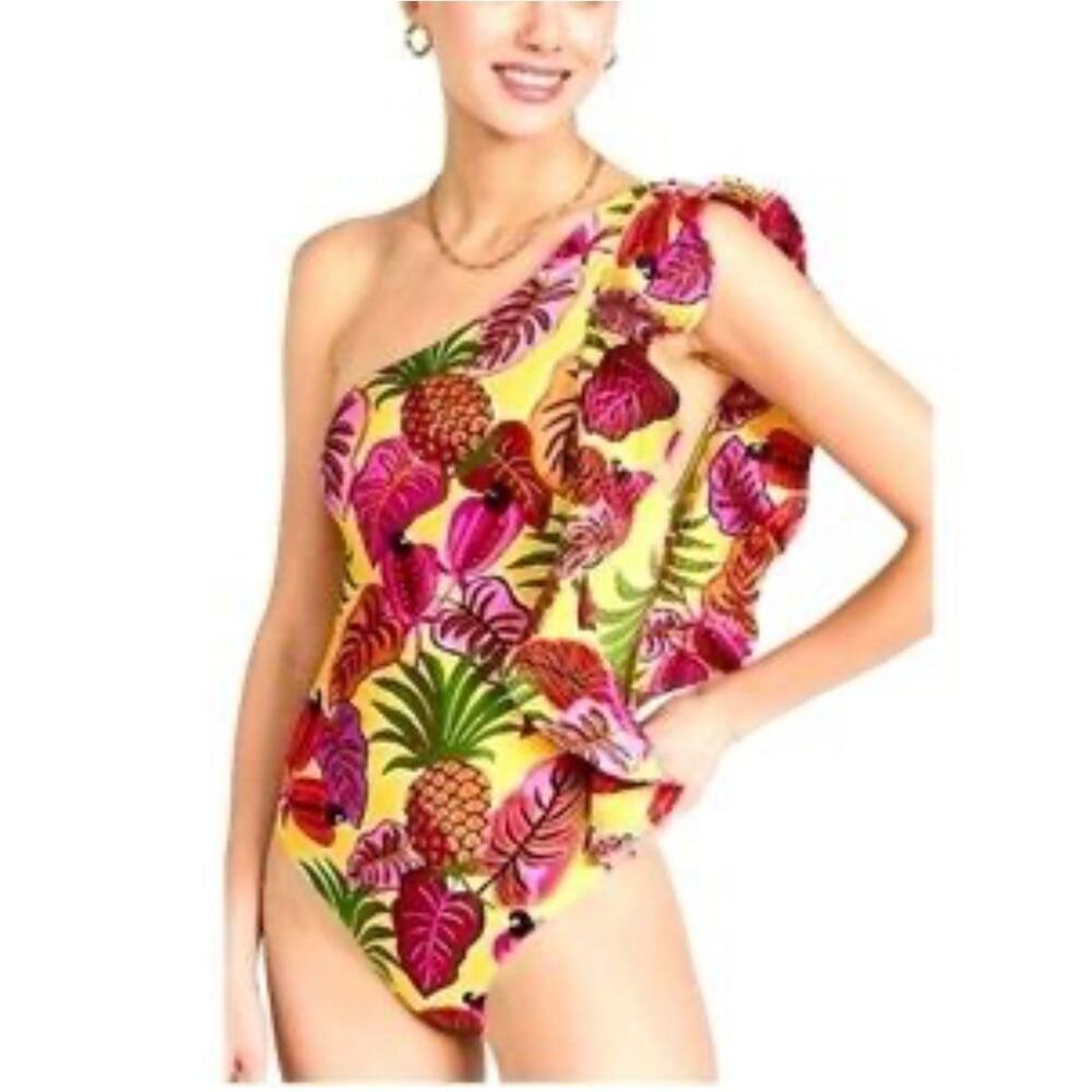 Farm Rio One Piece Ruffle Swim Suit Fruit Dream Sz. M